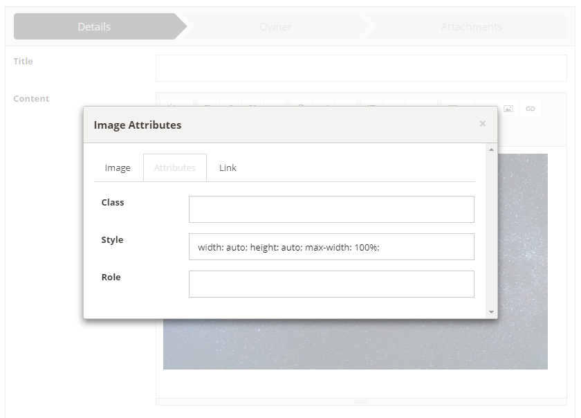 Front-office publishing - editing image attributes