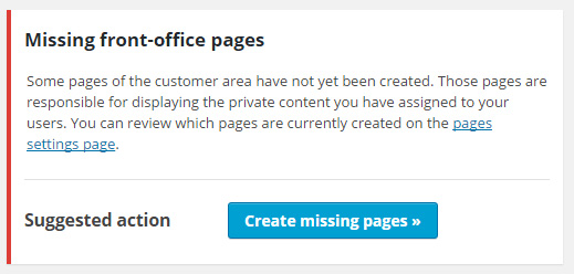 Notification about missing pages