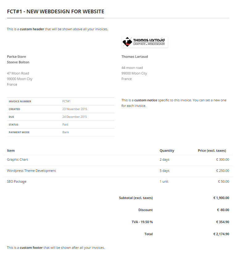 View Invoice on Frontend