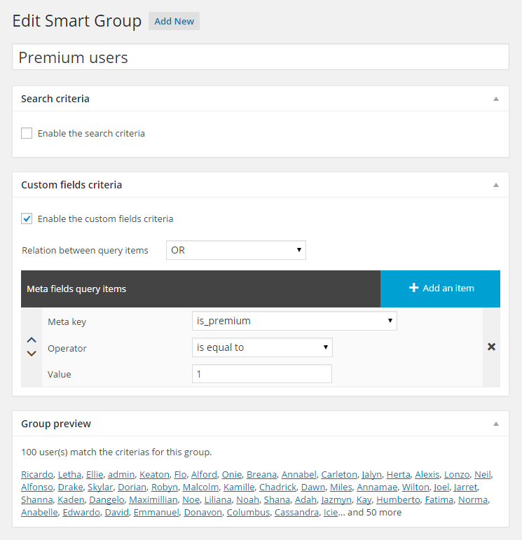 Smart Groups - a group based on meta data