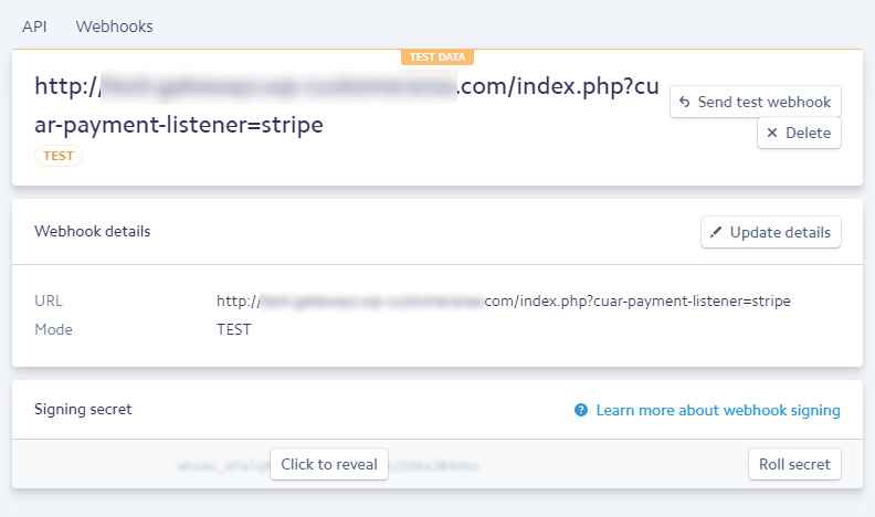 Stripe account grab Webhook signing key